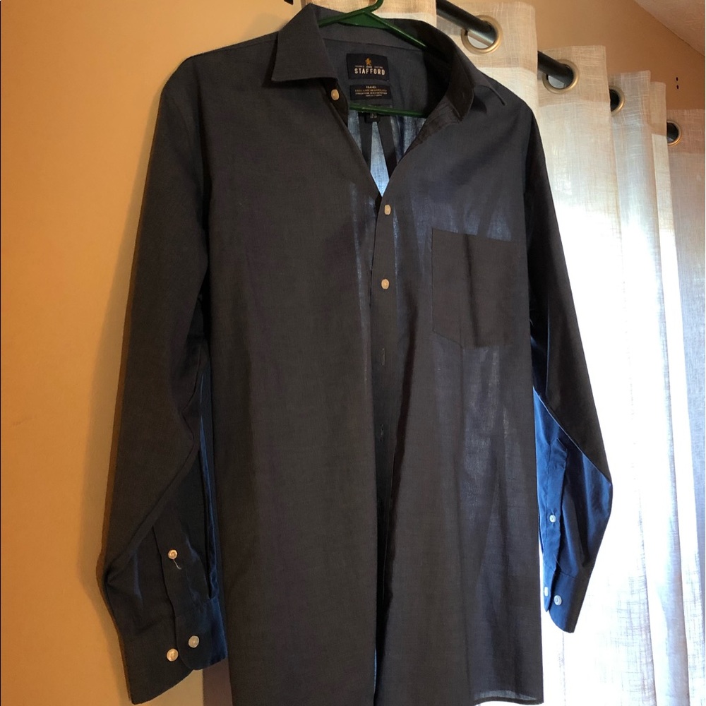 Vibrant Navy Blue Oxford Long Sleeve Button Up